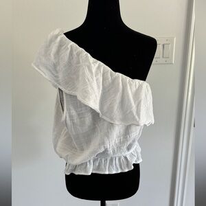 American Eagle Ruffled One Shoulder Bubble top Size Large